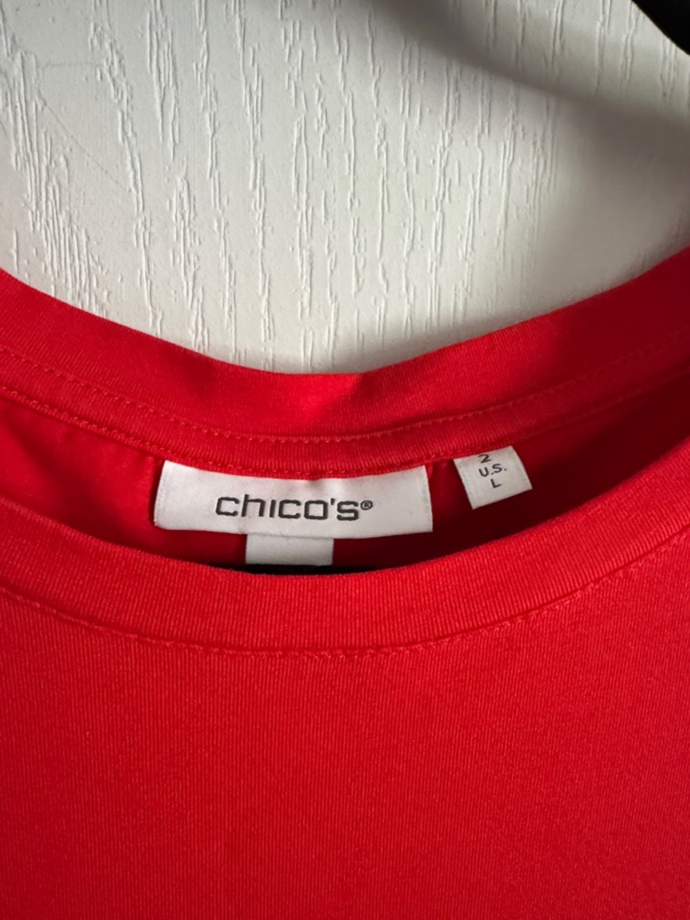 Chico's Bright Red Smocked Bell Sleeve Tee - Picture 3 of 4